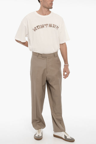 Virgin-Wool Baggy-Fit Trousers with Belt Loops