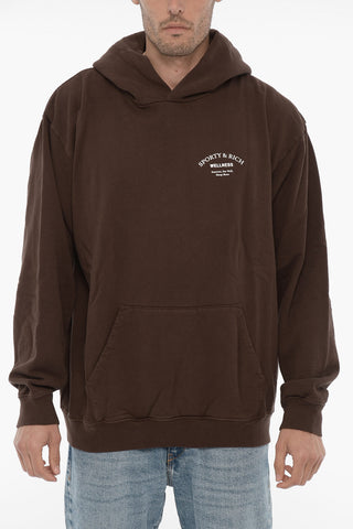 Felpa Hoodie Con Stampe e Tasca a Toppa