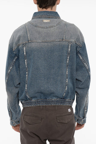 Vintage Effect Denim Jacket with Zip Closure