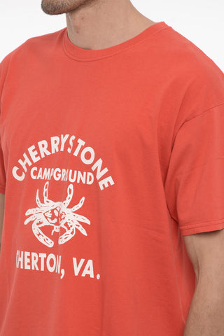 Solid Color CHERRYSTONE Crew-neck T-Shirt with Contrasting Print