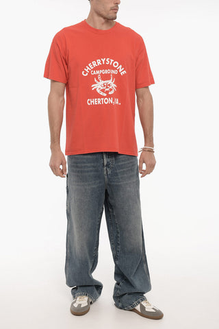 Solid Color CHERRYSTONE Crew-neck T-Shirt with Contrasting Print