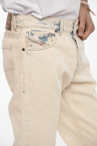 Faded Effect Slim Fit Jeans with Frayed Hem 17cm L.32