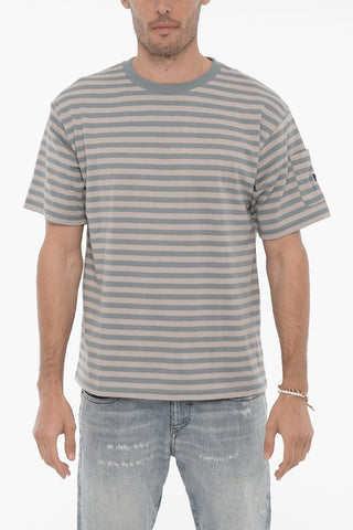 Two-Tone Awning Striped Crew-Neck T-shirt