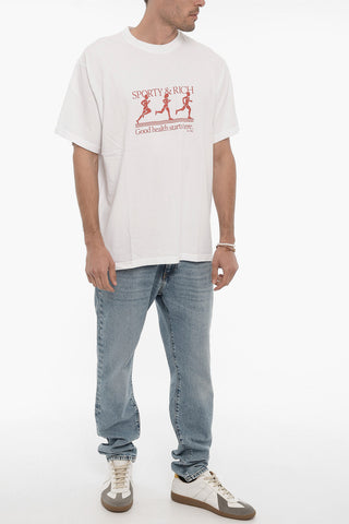 Contrasting Printed Cotton UNISEX Crew-neck T-shirt