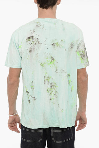 Dirty Effect Crew-neck T-Shirt with Front Print