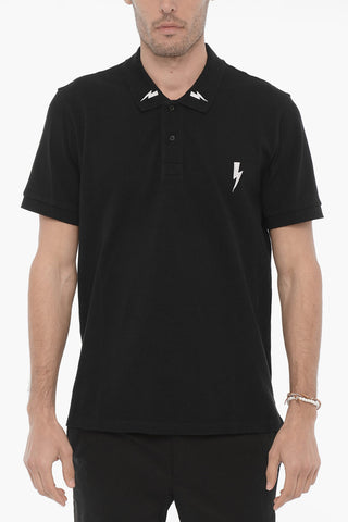 Slim Fit 2 Bottoni Polo Shirt with Contrast Embroidery