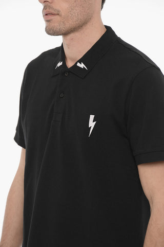 Slim Fit 2 Bottoni Polo Shirt with Contrast Embroidery