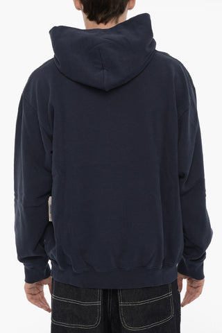 Fleeced-Cotton Sweatshirt with Velvet Detail
