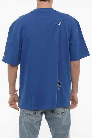Solid Color Crew-neck T-Shirt with Cut-Out Details