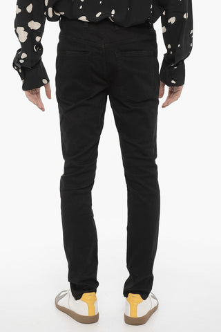 Jeans Slim Fit in Denim Stretch con Strappi 13cm