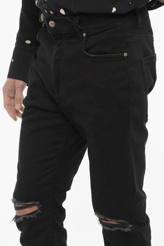 Jeans Slim Fit in Denim Stretch con Strappi 13cm