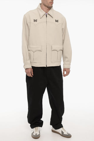 Giubbotto Leggero in Tessuto Stretch con Ricamo Farfalla
