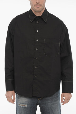 Spread Collar Cotton Popeline Shirt