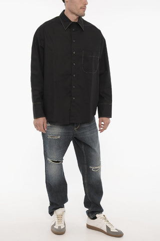 Spread Collar Cotton Popeline Shirt
