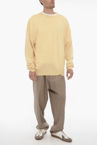 Cashmere-Blend Crewneck Sweater with Vintage Effect