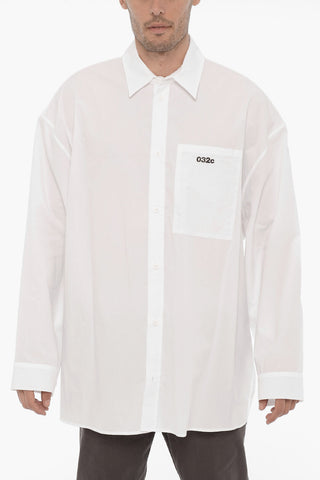 Camicia in Popeline di Cotone con Stampa a Contrasto