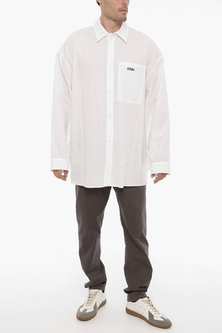 Camicia in Popeline di Cotone con Stampa a Contrasto
