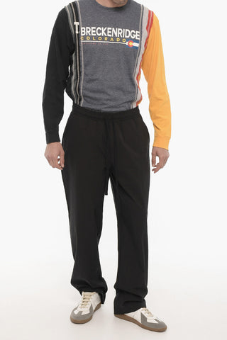Pantaloni in Misto Cotone con Elastico in Vita