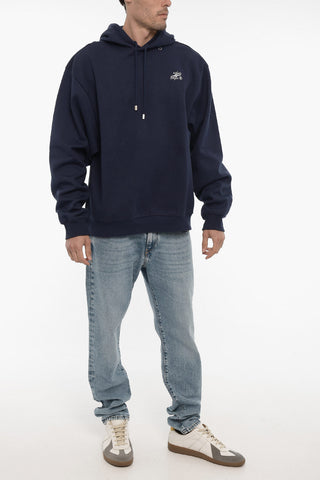 Solid Color Hoodie with Embroidery
