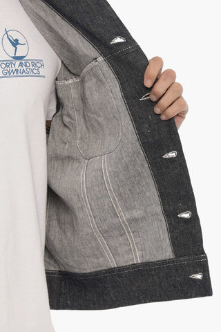 Giubbotto in Denim a Doppio Tessuto con Doppio Taschino