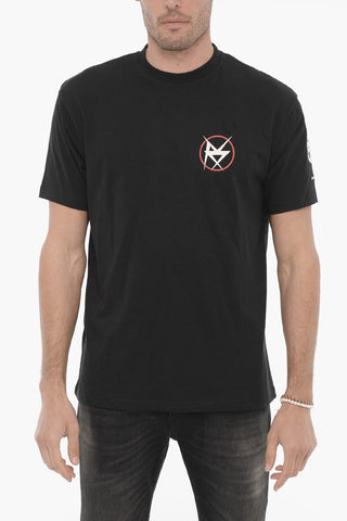FRED PERRY T-shirt Girocollo in Cotone con Stampa sulla manica