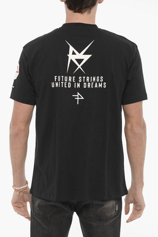 FRED PERRY T-shirt Girocollo in Cotone con Stampa sulla manica