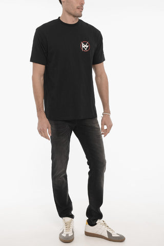 FRED PERRY T-shirt Girocollo in Cotone con Stampa sulla manica