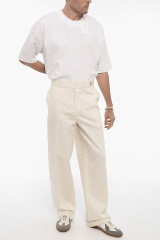 POP TRADING COMPANY Pantaloni in Cotone e Lino a Gamba Dritta