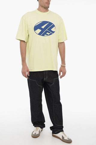 Solid Color Crew-neck T-Shirt with Contrasting Logo