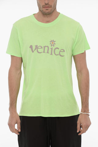 Solid Color VENICE BE NICE Crew-neck T-Shirt