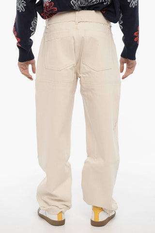Pantaloni in Twill di Cotone ad Orlo Sfrangiato