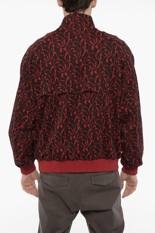 NEEDLES Jacquard Fabric Bomber Jacket with Butterfly Embroidery