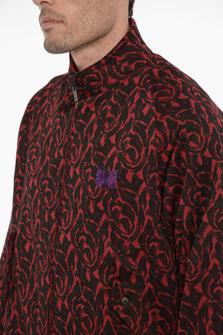 NEEDLES Jacquard Fabric Bomber Jacket with Butterfly Embroidery