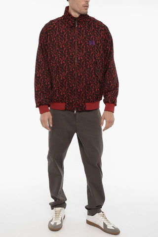 NEEDLES Jacquard Fabric Bomber Jacket with Butterfly Embroidery