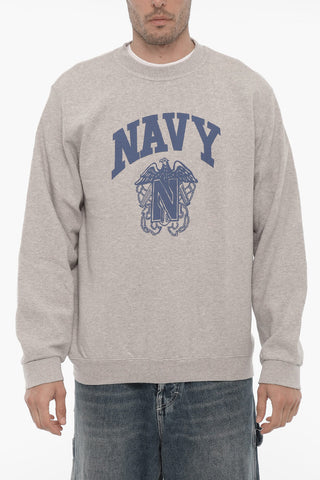 Brushed Cotton Crew-Neck Sweatshirt with Maxi Print