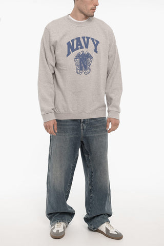 Brushed Cotton Crew-Neck Sweatshirt with Maxi Print