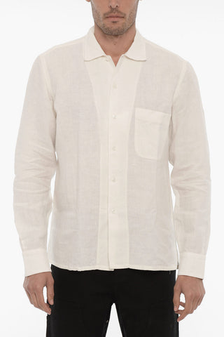 Spread Collar Linen JUSTIN Shirt with Breast Pocket