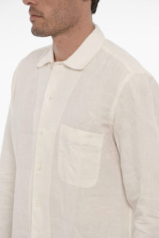 Spread Collar Linen JUSTIN Shirt with Breast Pocket