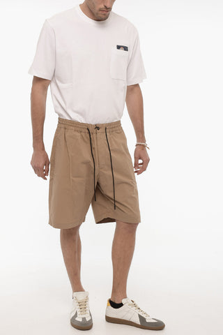 Stretch Cotton Shorts with Elastic Waistband