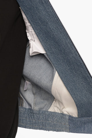Patchwork Effect Denim Jacket with Zip Closure