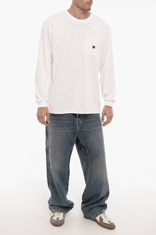 T-Shirt Girocollo a Manica Lunga con Taschino