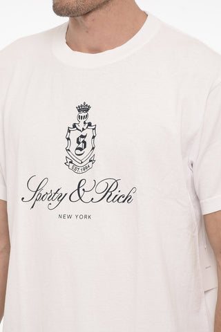 Cotton Crew-Neck T-shirt with Contrast Print