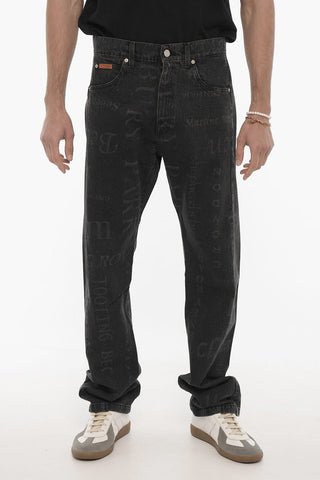 Jeans Slim Fit con Stampa All-Over 21cm