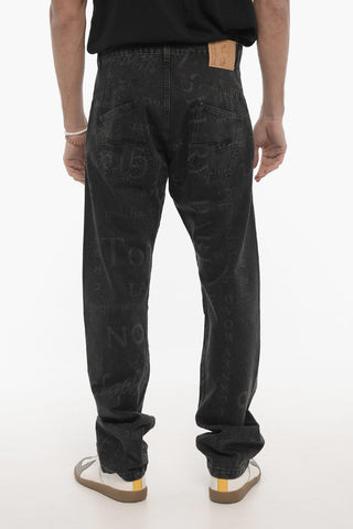 Jeans Slim Fit con Stampa All-Over 21cm