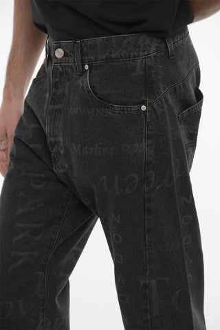 Jeans Slim Fit con Stampa All-Over 21cm