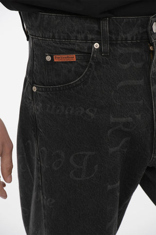 Jeans Slim Fit con Stampa All-Over 21cm