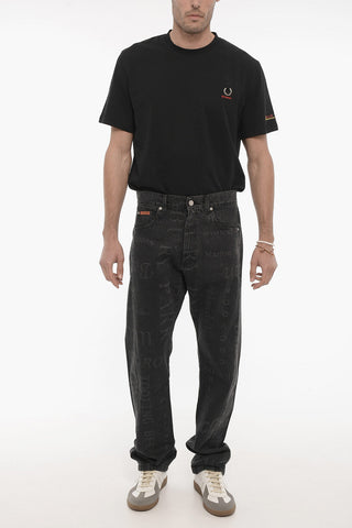Jeans Slim Fit con Stampa All-Over 21cm