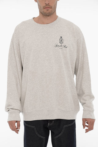 Solid Color Cotton Crew-Neck Sweatshirt