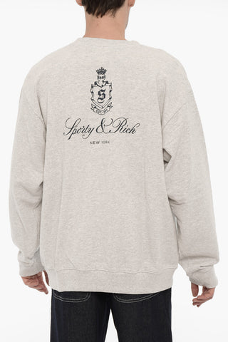 Solid Color Cotton Crew-Neck Sweatshirt