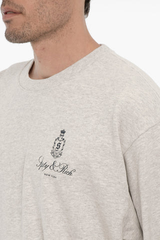 Solid Color Cotton Crew-Neck Sweatshirt